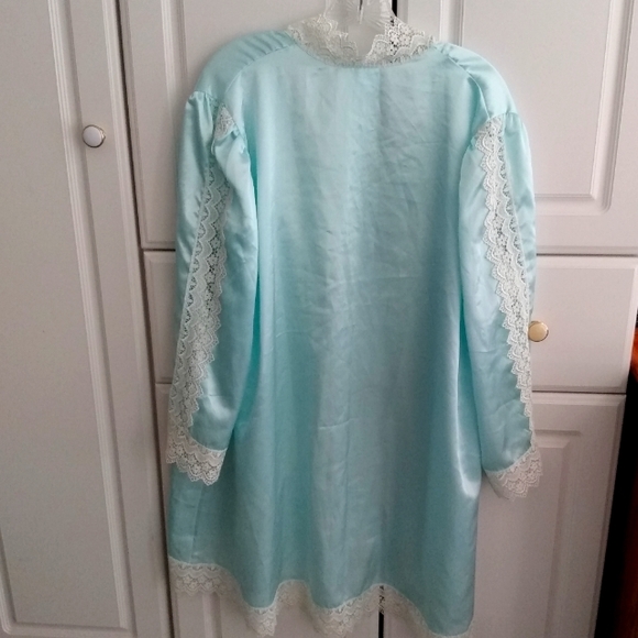 Blue Satin Kimono Robe - Picture 2 of 3